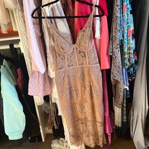 Misha nude lace bustier dress